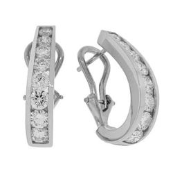 French Clip Channel Set Diamond Earrings in 18k White Gold