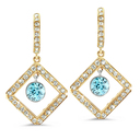 Diagonal Square Diamond Clips With A 0.85 ct. Genuine Blue Z...