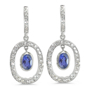 Duo Oval, Vintage Diamond Earrings In 18K White Gold With A ...
