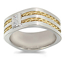 Men's 18k Gold Two-Tone, Double Braided Diamond Ring