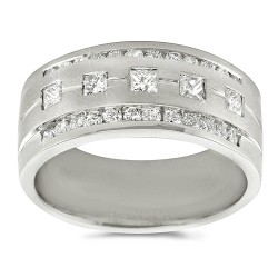 Men's Stylish 18k White Gold Diamond Band