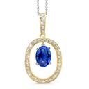 Large Duo Oval Diamond Pendant In 18K Yellow Gold With A 1.0...