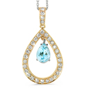Twin Pear Shaped Diamond Pendant In 18K Yellow Gold With A 0...