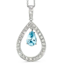 Twin Pear Shaped Diamond Pendant In 18K White Gold With A 0....
