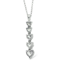 Five Dangling Small Hearts With Diamonds Pendant In 18K White Gold