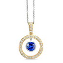 Twin Circle Pave Diamond Pendant In 18K Yellow Gold With A 0...