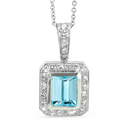 Rectagular Pendant With A Cushion Center Stone In 18K White ...