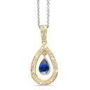 Twin Pear Shaped Diamond Pendant In 18K Yellow Gold With A 0...